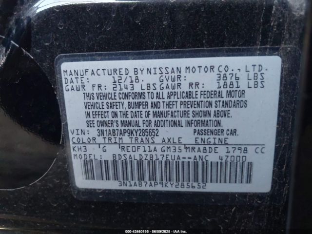 3N1AB7AP9KY285652 Nissan Sentra