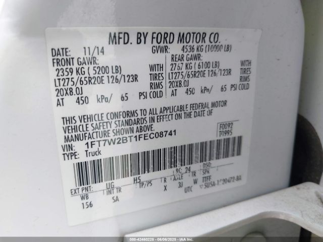 1FT7W2BT1FEC08741 Ford F-250 Lariat