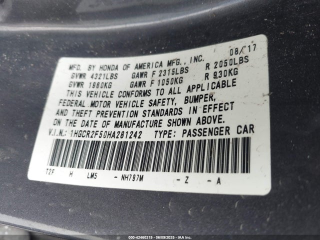 1HGCR2F50HA281242 Honda k24w1