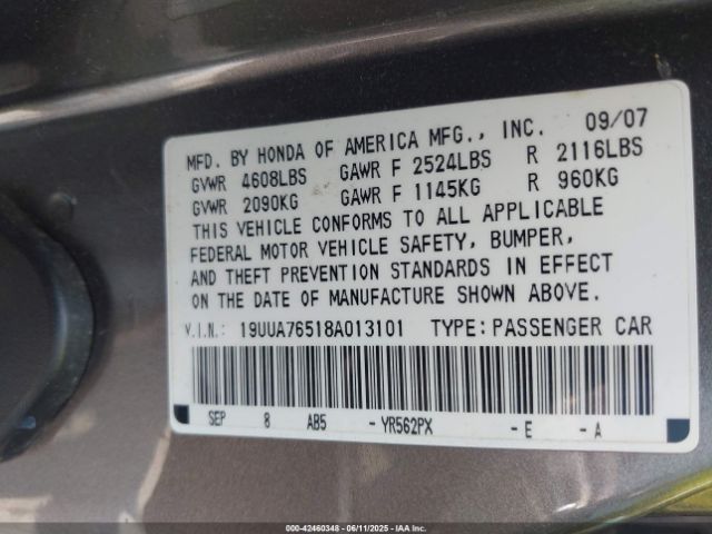 2008 ACURA TL 19UUA76518A013101 Photo 8