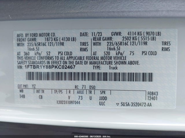 Ford 3.5l v6 cyclone 2023 1FTBR1Y88PKC02467 Image 9