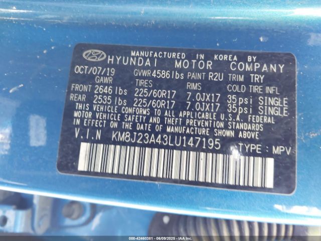 2020 HYUNDAI TUCSON KM8J23A43LU147195 Photo 8
