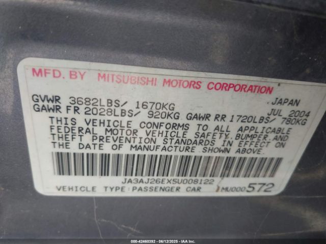 2005 MITSUBISHI LANCER JA3AJ26EX5U008122 Photo 8