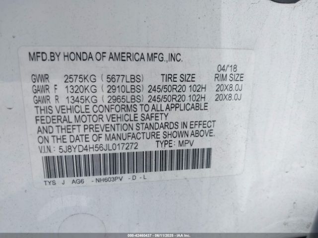 2018 ACURA MDX 5J8YD4H56JL017272 Photo 8