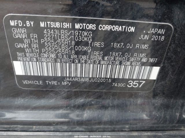 2018 MITSUBISHI OUTLANDER SPORT JA4AR3AW8JU020015 Photo 8