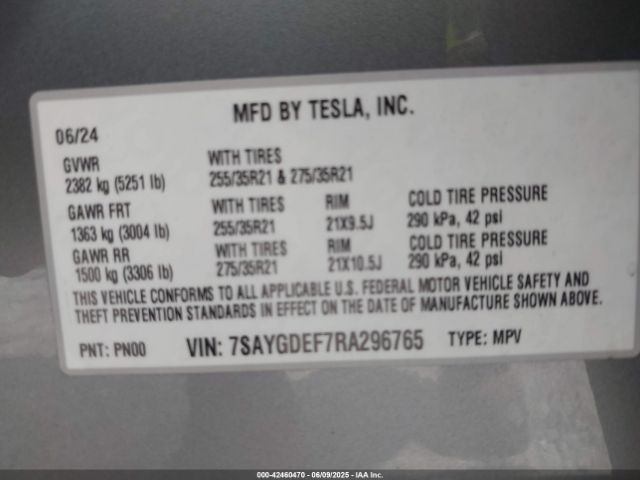 2024 TESLA MODEL Y 7SAYGDEF7RA296765 Photo 8