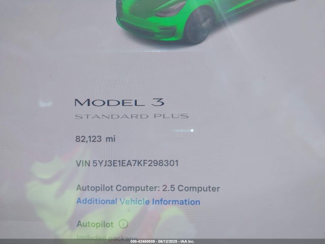 5YJ3E1EA7KF298301 Tesla MODEL 3