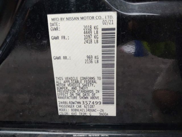 2021 NISSAN ALTIMA 1N4BL4DW7MN357499 Photo 8