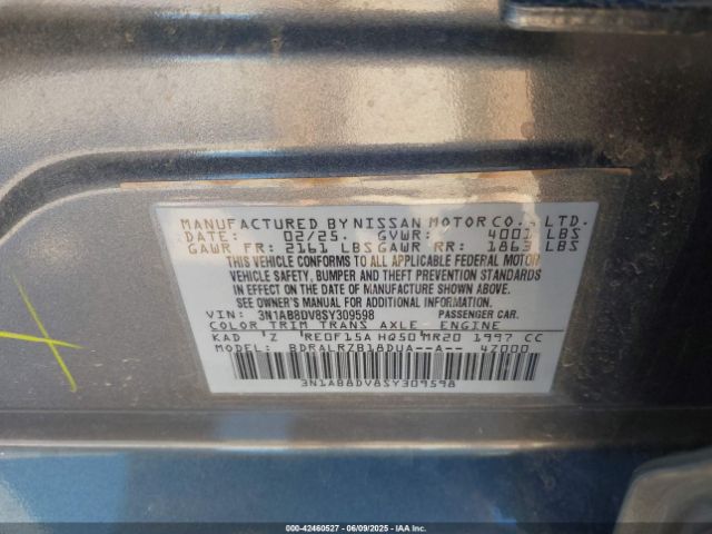 3N1AB8DV8SY309598 Nissan SENTRA SR