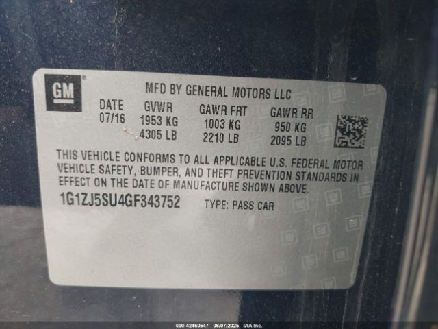 2016 CHEVROLET MALIBU HYBRID 1G1ZJ5SU4GF343752 Photo 8