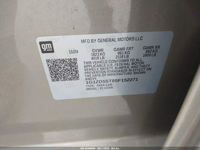 1G1ZD5ST9SF152271 Chevrolet Malibu Fwd 1lt