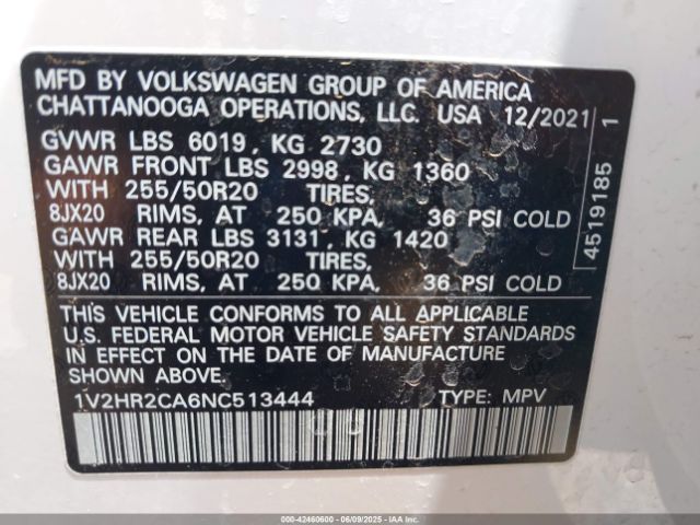 2022 VOLKSWAGEN ATLAS 1V2HR2CA6NC513444 Photo 8