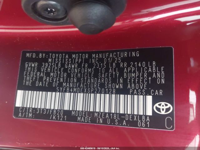 5YFB4MDEXSP270128 Toyota COROLLA LE