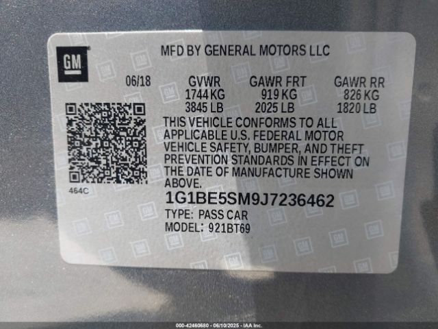 1G1BE5SM9J7236462 Chevrolet le2 -di: direct injection, vvt: variable valve timing, gen, alum