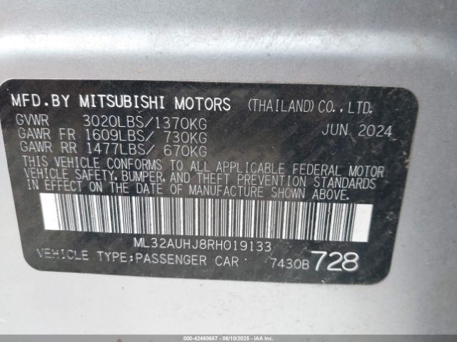 ML32AUHJ8RH019133 Mitsubishi Mirage Es/le