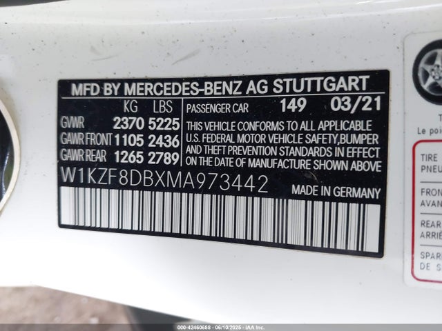 W1KZF8DBXMA973442 Mercedes-Benz m264