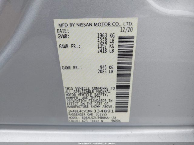 2021 NISSAN ALTIMA 1N4BL4CV1MN334891 Photo 8