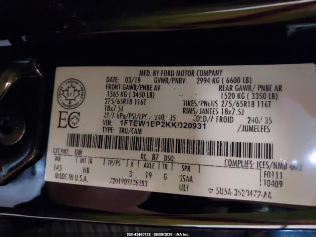 Ford 2.7l-4v 2019 1FTEW1EP2KKD20931 Image 9