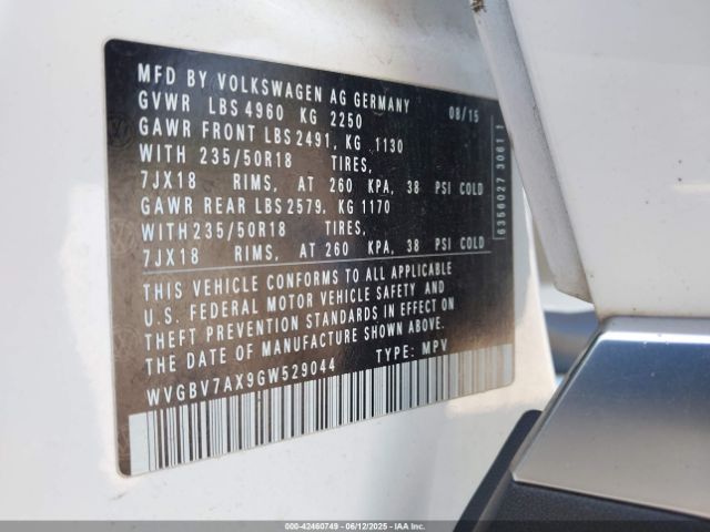 WVGBV7AX9GW529044 Volkswagen Tiguan