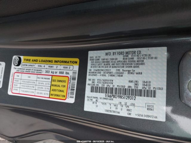2022 FORD MUSTANG 1FA6P8CF9N5129312 Photo 8