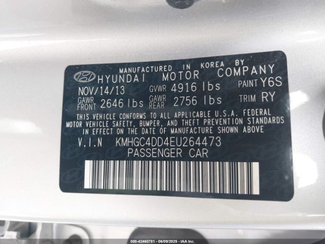 KMHGC4DD4EU264473 Hyundai dohc gdi lambda ii