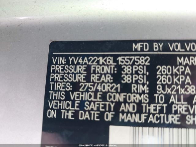 2020 VOLVO XC90 YV4A221K6L1557582 Photo 8