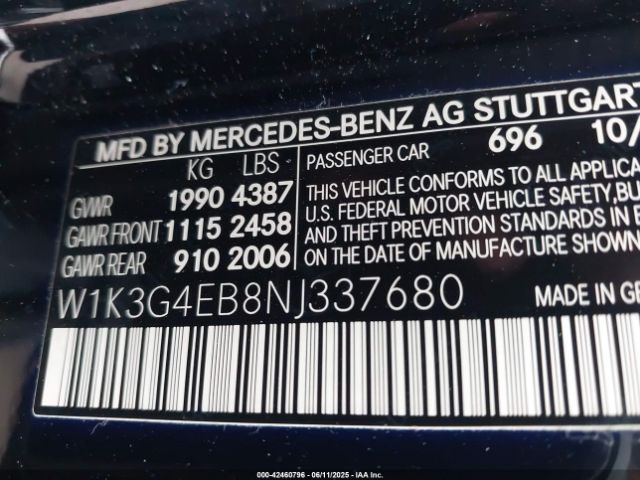 2022 MERCEDES-BENZ A 220 W1K3G4EB8NJ337680 Photo 8