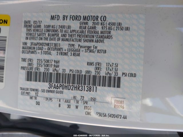 3FA6P0HD2HR313811 Ford Fusion