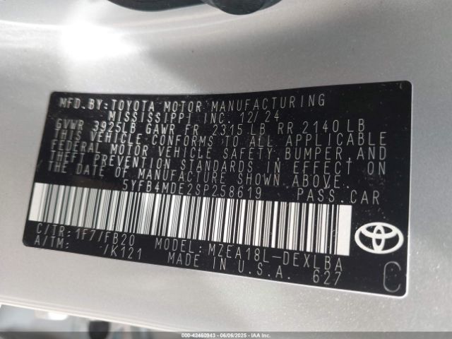 5YFB4MDE2SP258619 Toyota COROLLA LE