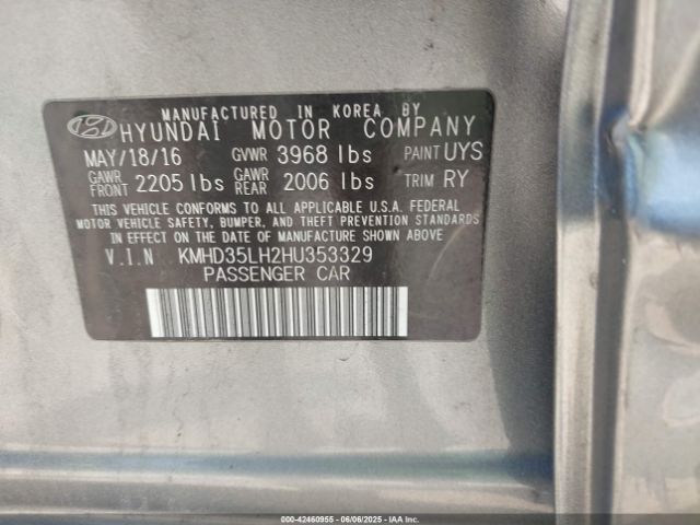 KMHD35LH2HU353329 Hyundai ELANTRA GT