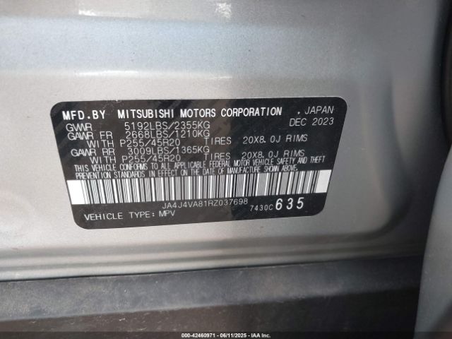 2024 MITSUBISHI OUTLANDER JA4J4VA81RZ037698 Photo 8