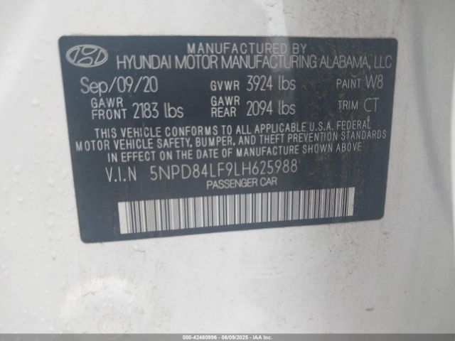 5NPD84LF9LH625988 Hyundai ELANTRA SEL