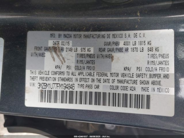 3MZBM1U77FM194846 Mazda Mazda3 I Sport