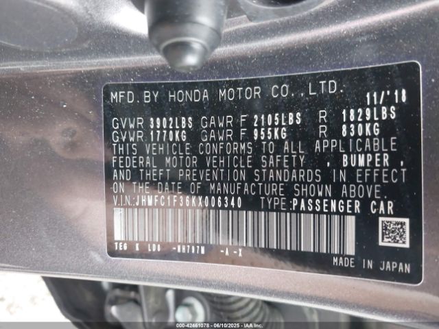 2019 HONDA CIVIC JHMFC1F36KX006340 Photo 8
