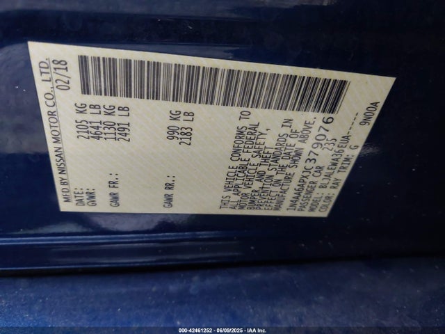 Nissan Maxima 2018 1N4AA6APXJC379076 Image 9