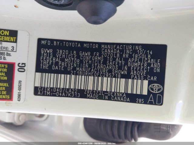 2T1BURHE0FC285718 Toyota 2zr-fe