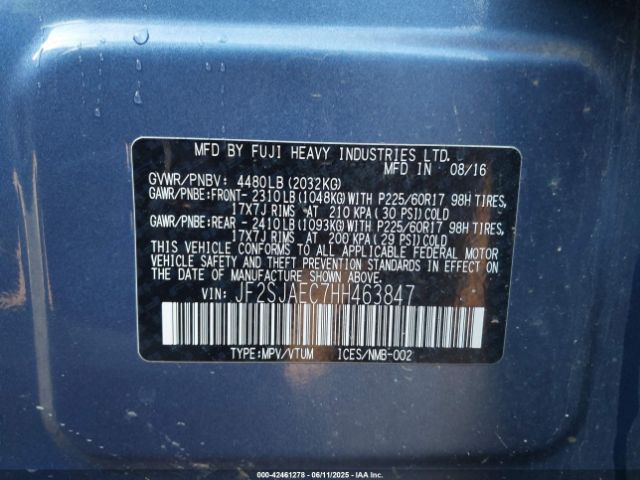 2017 SUBARU FORESTER JF2SJAEC7HH463847 Photo 8