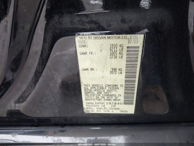 1N4AL3AP0EC197840 Nissan Altima 2.5/2.5 S/2.5 Sl/2.5 Sv