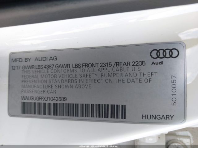2018 AUDI A3 WAUGUGFFXJ1042689 Photo 8