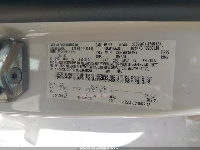 1FMCU0J97HUE94520 Ford 2017