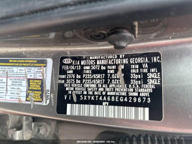 5XYKT4A68EG429673 KIA SORENTO LX