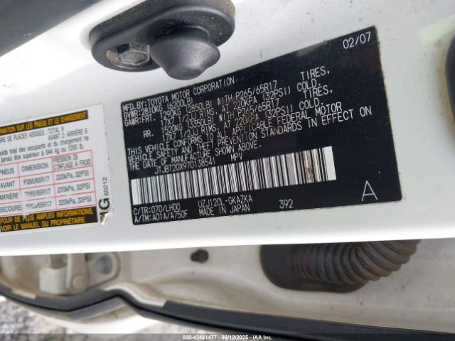 2007 LEXUS GX 470 JTJBT20X970138541 Photo 8