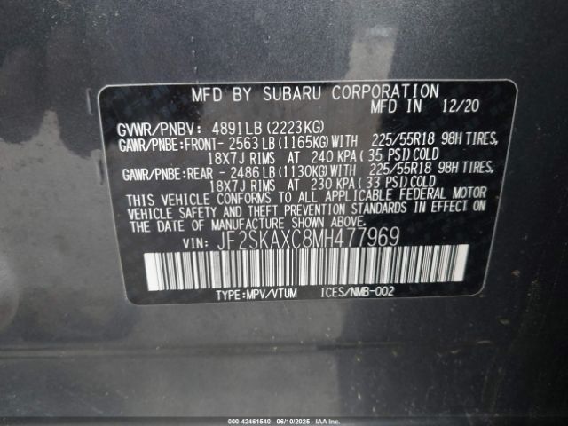 2021 SUBARU FORESTER JF2SKAXC8MH477969 Photo 8