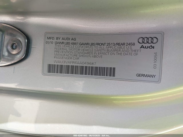 2010 AUDI S5 WAU3VAFR4AA049687 Photo 8