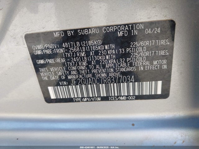 Subaru na 2024 JF2GUADC7R8377034 Image 9