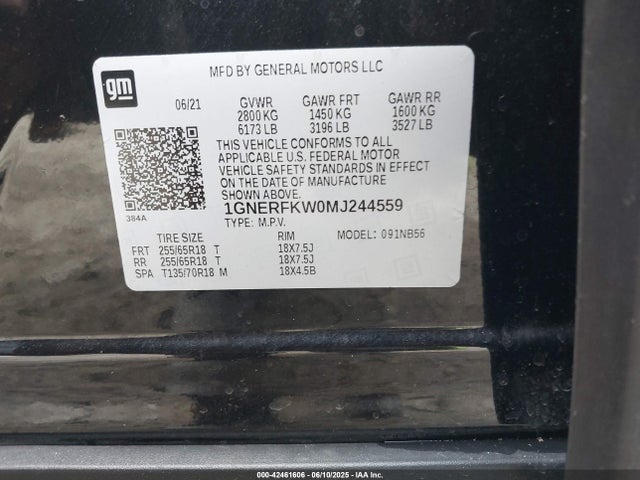 Chevrolet lfy 2021 1GNERFKW0MJ244559 Image 9