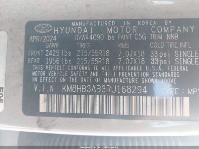 2024 HYUNDAI KONA KM8HB3AB3RU168294 Photo 8