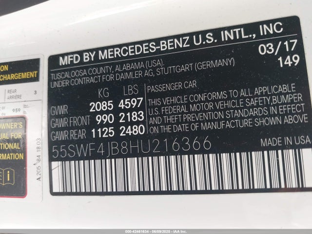 55SWF4JB8HU216366 Mercedes-Benz C 300 Luxury/sport