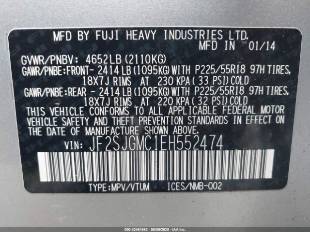 JF2SJGMC1EH552474 Subaru Forester 2.0xt Touring