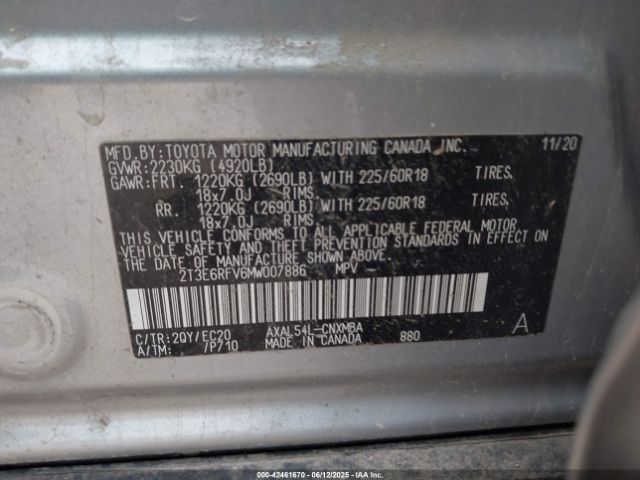 2021 TOYOTA RAV4 HYBRID 2T3E6RFV6MW007886 Photo 8